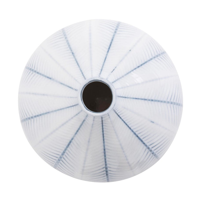 Howard Elliott Chevron Ceramic Globe Vase Small, Blue/White