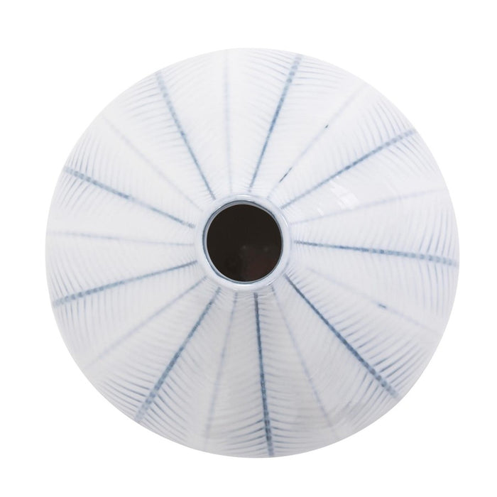 Howard Elliott Chevron Ceramic Globe Vase Small, Blue/White
