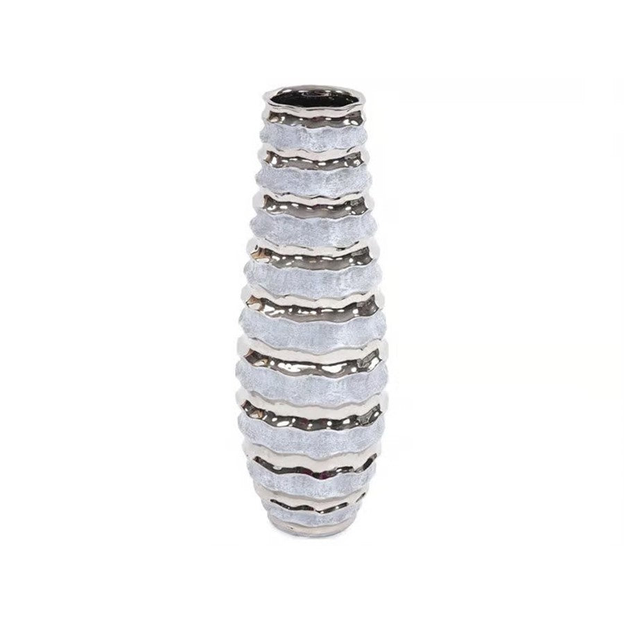 Howard Elliott Two-tone Spiral Ceramic Vase, Blue/Silver - 42045