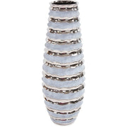 Howard Elliott Two-tone Spiral Ceramic Tall Vase, Blue/Silver - 42046