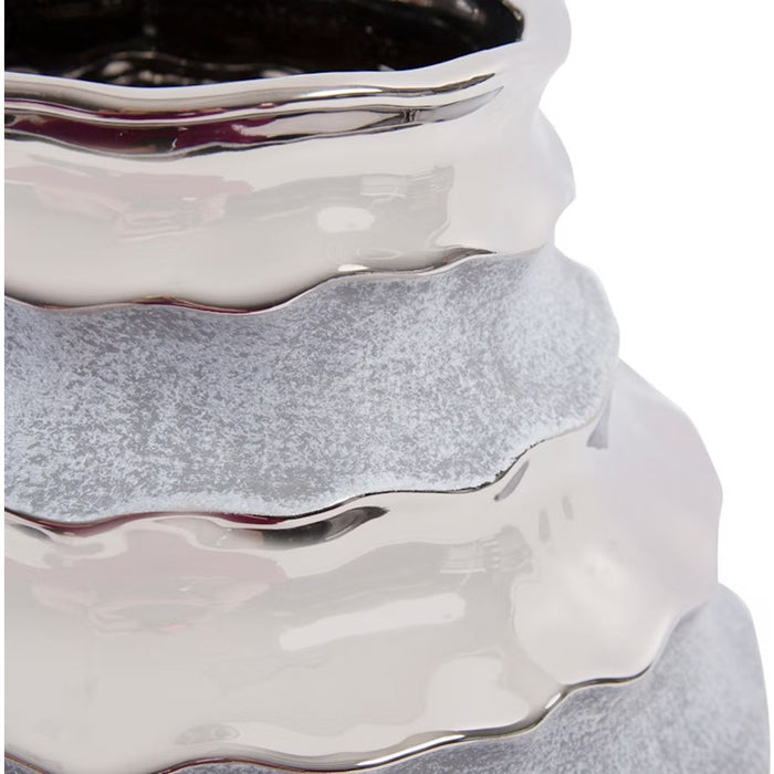 Howard Elliott Two-tone Spiral Ceramic Tall Vase, Blue/Silver