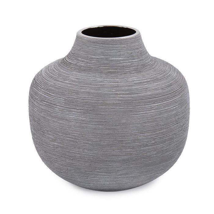Howard Elliott Niemeyer Short Ceramic Vase, Gray/Silver - 42055