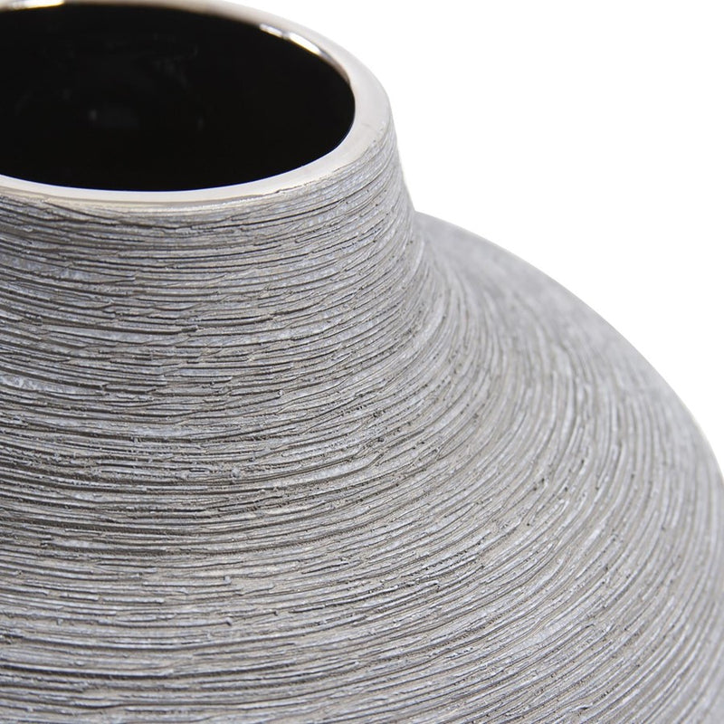 Howard Elliott Niemeyer Short Ceramic Vase, Gray/Silver