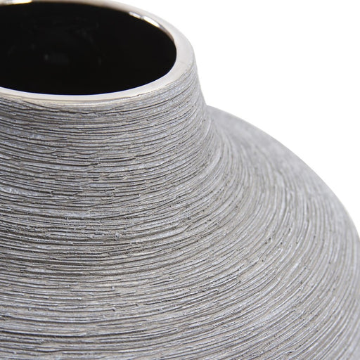 Howard Elliott Niemeyer Short Ceramic Vase, Gray/Silver