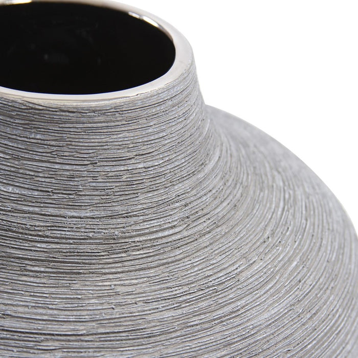 Howard Elliott Niemeyer Short Ceramic Vase, Gray/Silver