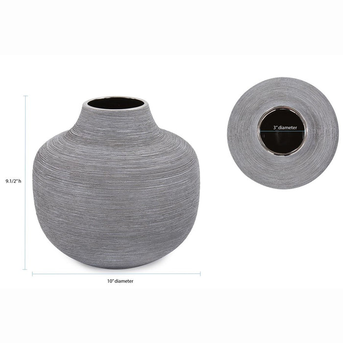 Howard Elliott Niemeyer Short Ceramic Vase, Gray/Silver