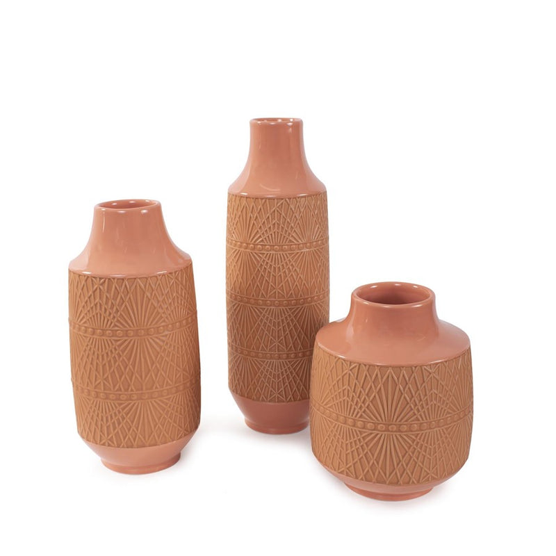 Howard Elliott Richland Embossed Peach Vase/Small, Peach
