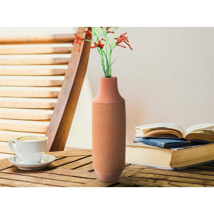Howard Elliott Richland Embossed Peach Vase/Medium, Peach