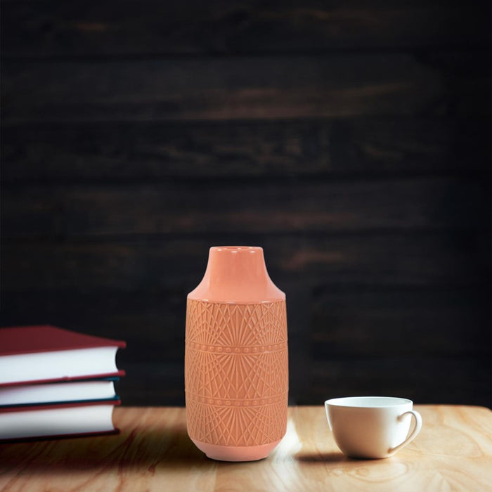 Howard Elliott Richland Embossed Peach Vase/Large, Peach