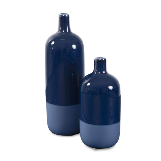 Howard Elliott Delft Blue Vase Set of 2, Navy - 42078
