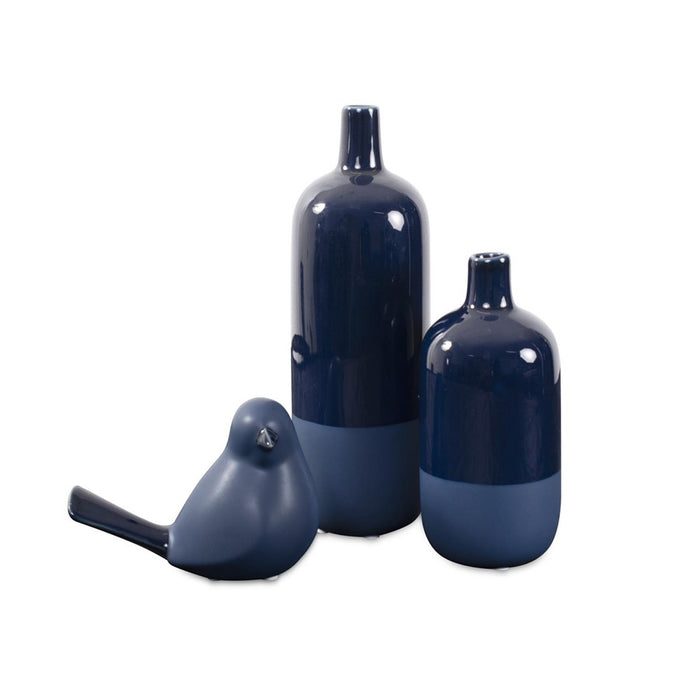Howard Elliott Delft Blue Vase Set of 2, Navy
