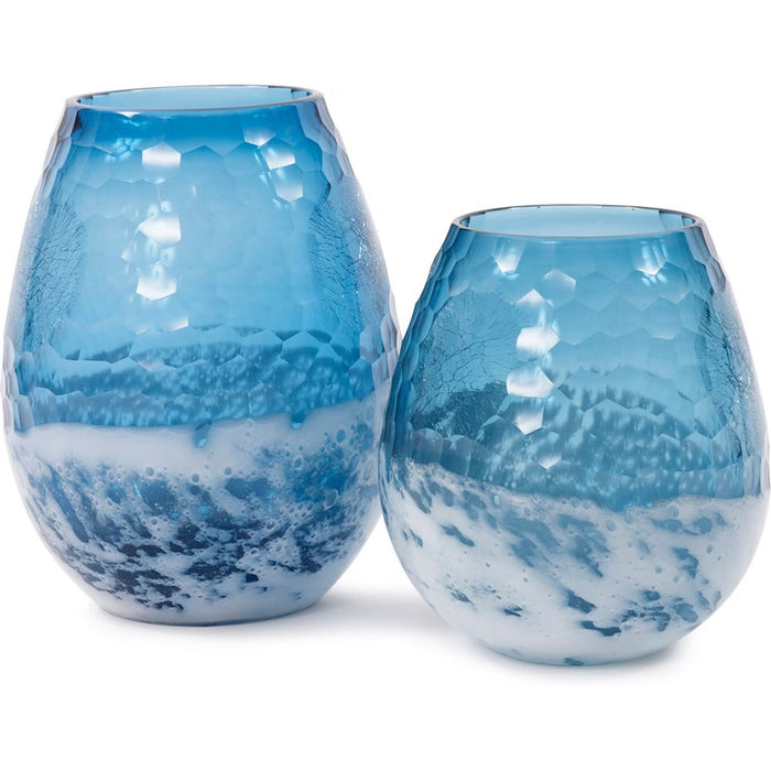 Howard Elliott Blue/Sky Large Bulbous Vase, Blue/White