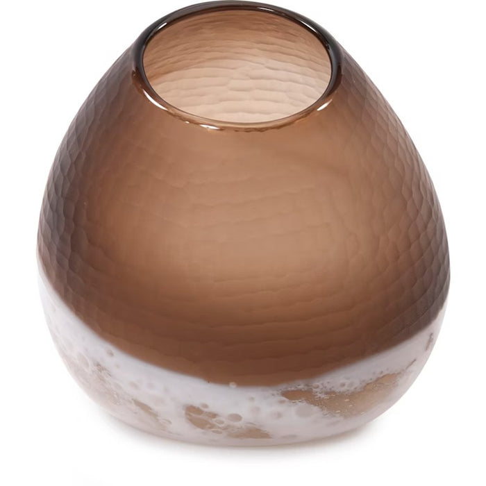 Howard Elliott Slanted Earth Vase Small, Brown/White - 44035