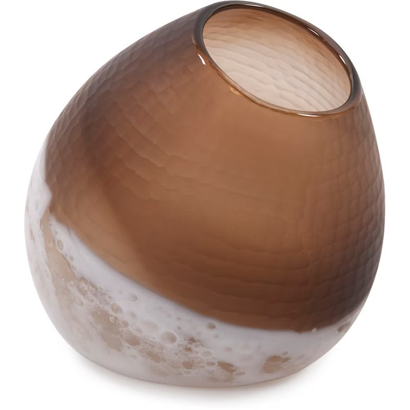 Howard Elliott Slanted Earth Vase Small, Brown/White