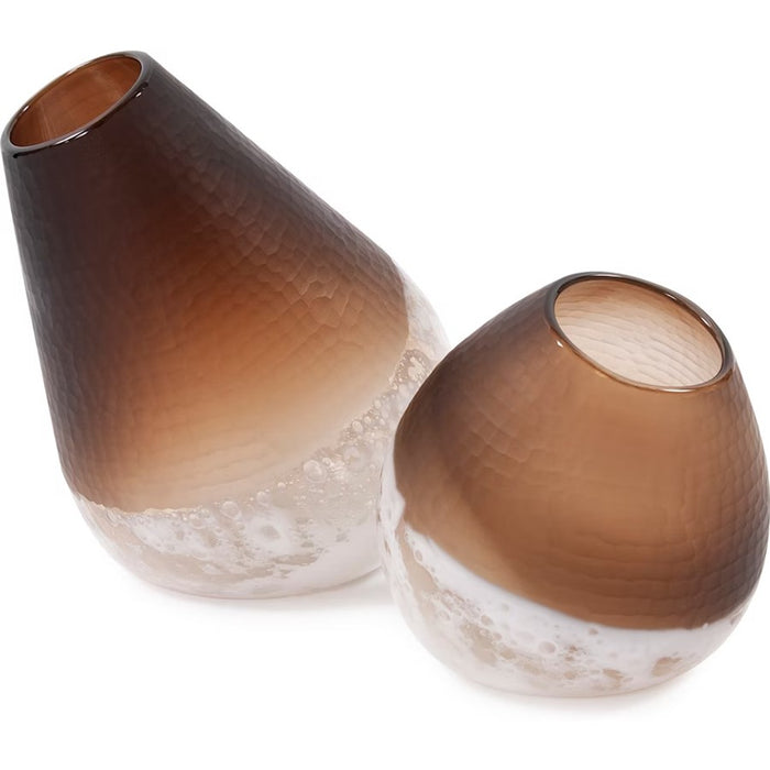 Howard Elliott Slanted Earth Vase Small, Brown/White