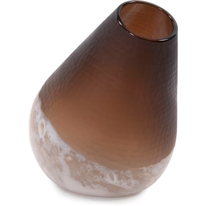 Howard Elliott Slanted Earth Vase Large, Brown/White