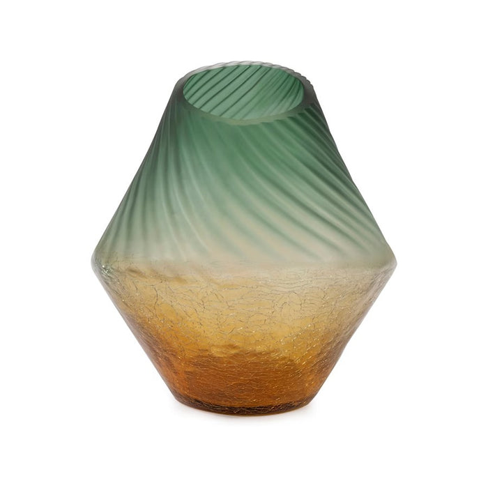 Howard Elliott Golden Murrine Vase Small, Green/Amber - 44037