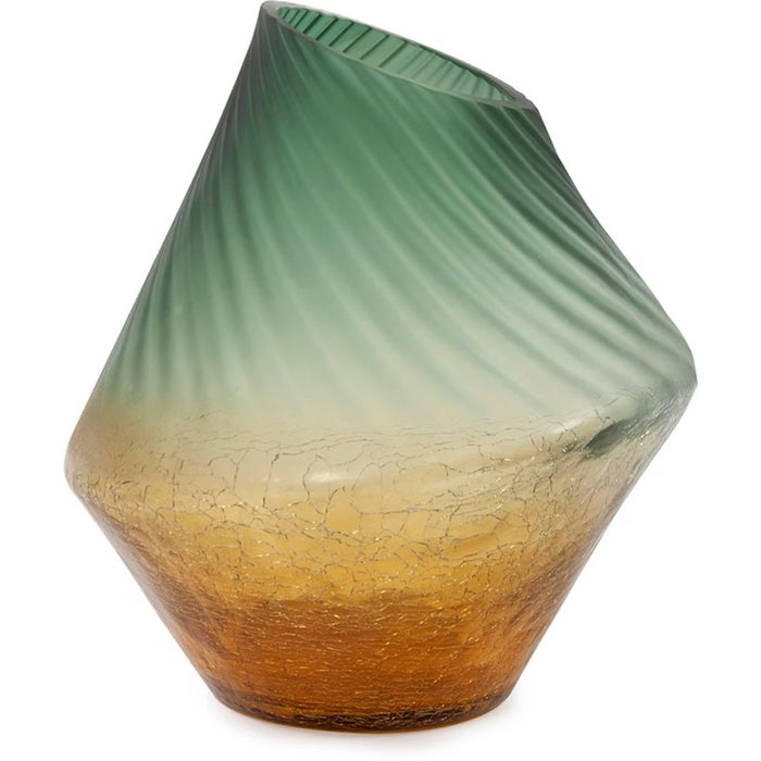 Howard Elliott Golden Murrine Vase Small, Green/Amber