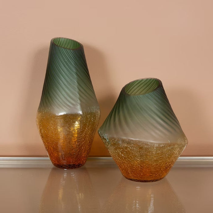 Howard Elliott Golden Murrine Vase Small, Green/Amber