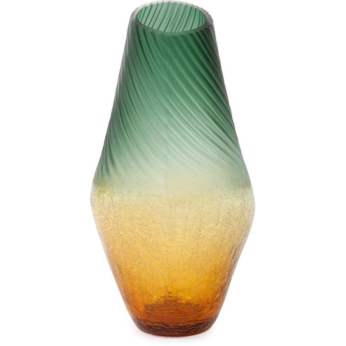 Howard Elliott Golden Murrine Vase Large, Green/Amber - 44038