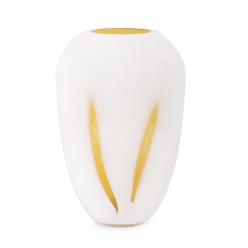 Howard Elliott Grasberg Glass Vase/Short, White/Orange - 44053