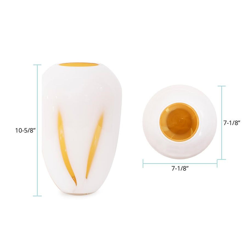 Howard Elliott Grasberg Glass Vase/Short, White/Orange