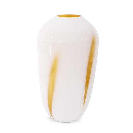 Howard Elliott Grasberg Glass Vase/Tall, White/Orange