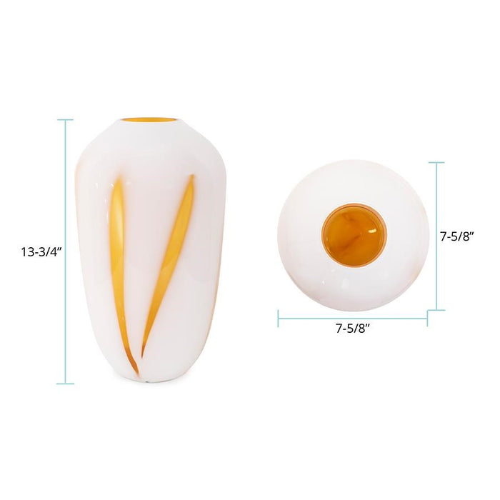 Howard Elliott Grasberg Glass Vase/Tall, White/Orange