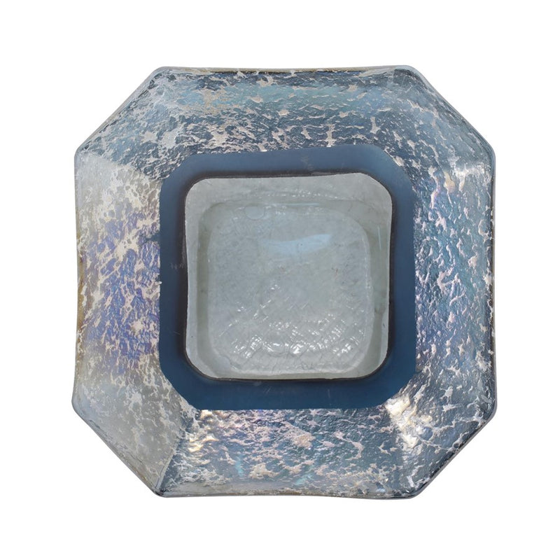 Howard Elliott Lonsdale Iridescent Low Glass Vase, Blue/Silver
