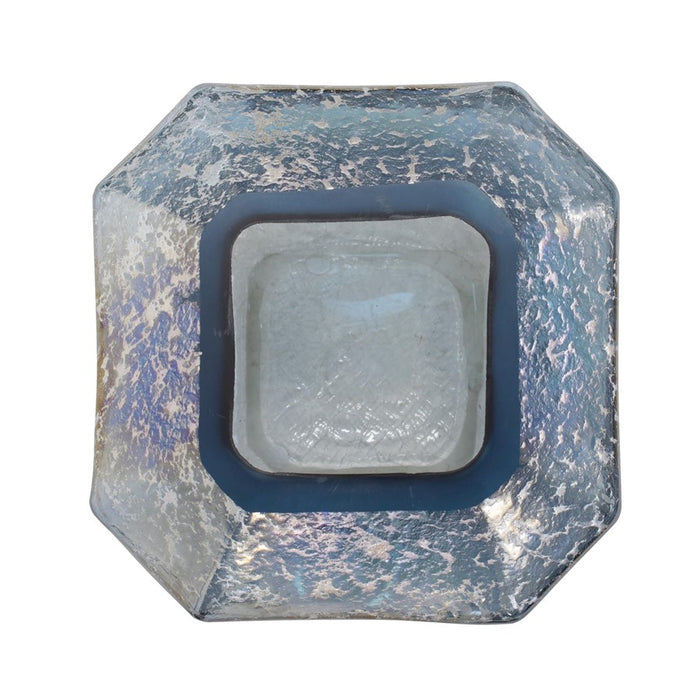 Howard Elliott Lonsdale Iridescent Low Glass Vase, Blue/Silver