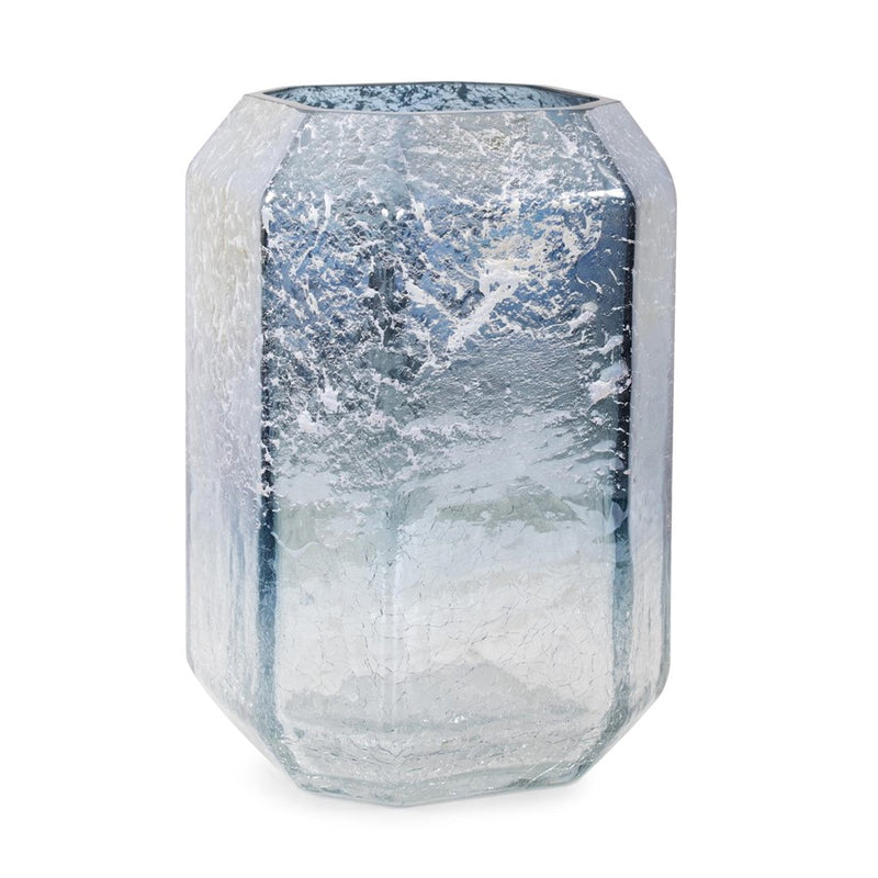 Howard Elliott Lonsdale Iridescent Tall Glass Vase, Blue/Silver