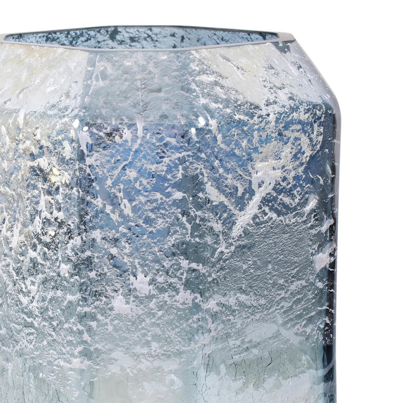 Howard Elliott Lonsdale Iridescent Tall Glass Vase, Blue/Silver