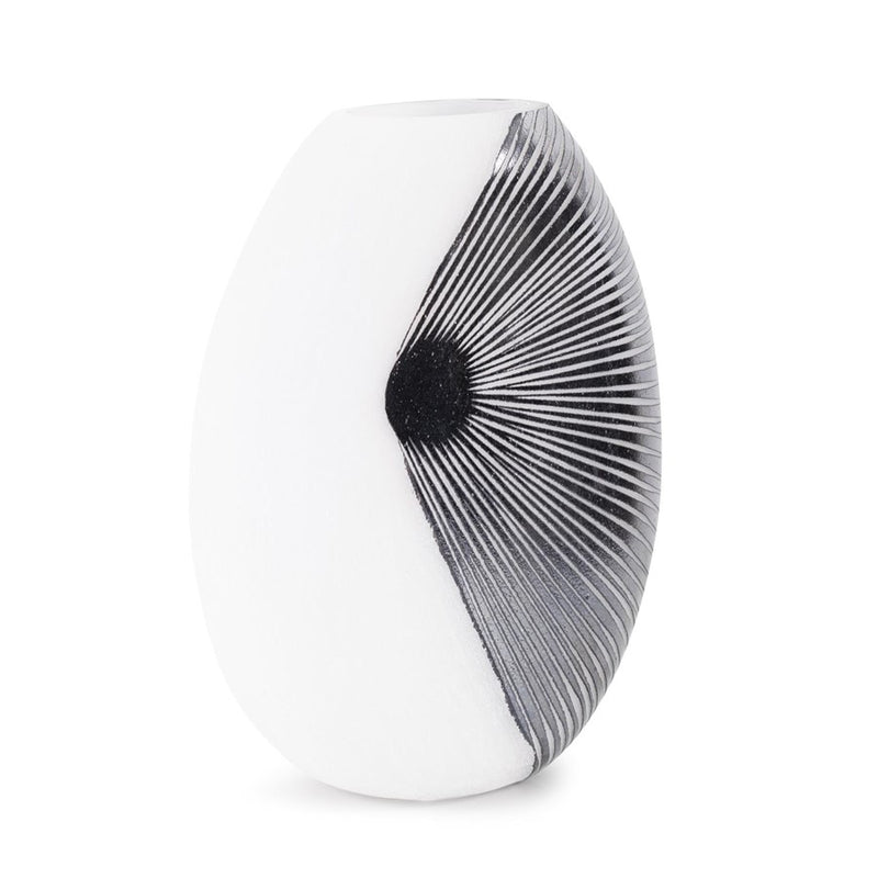 Howard Elliott Oxman Hypnotic Short Glass Vase, Black/White