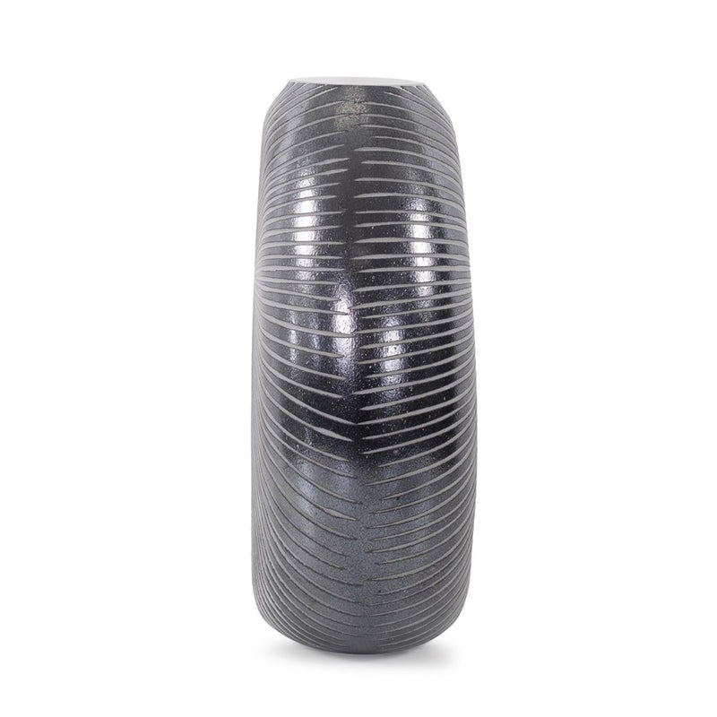 Howard Elliott Oxman Hypnotic Short Glass Vase, Black/White
