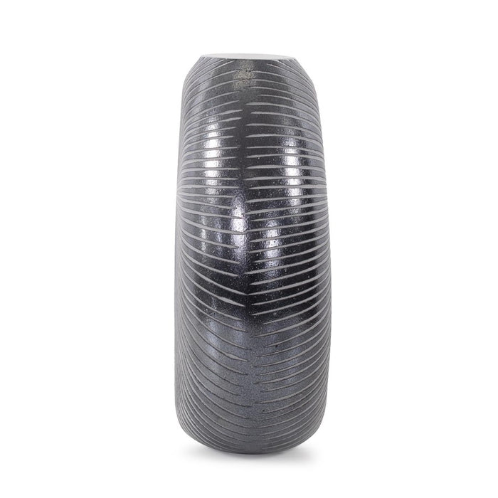 Howard Elliott Oxman Hypnotic Short Glass Vase, Black/White