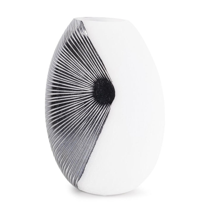 Howard Elliott Oxman Hypnotic Short Glass Vase, Black/White