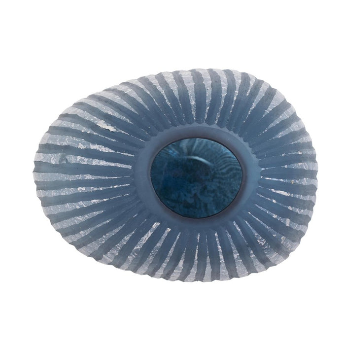 Howard Elliott Yale Blue Asymmetrical Glass Vase/Short, Blue/Silver