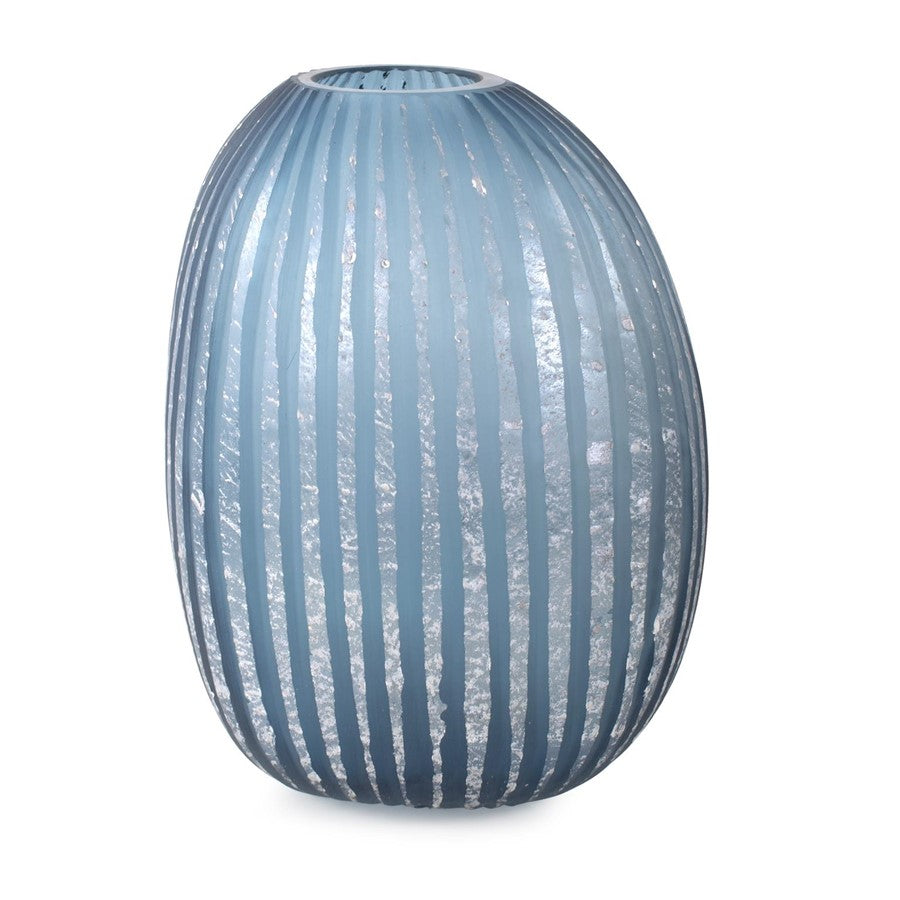 Howard Elliott Yale Blue Asymmetrical Glass Vase/Medium, Blue/Silver - 44077