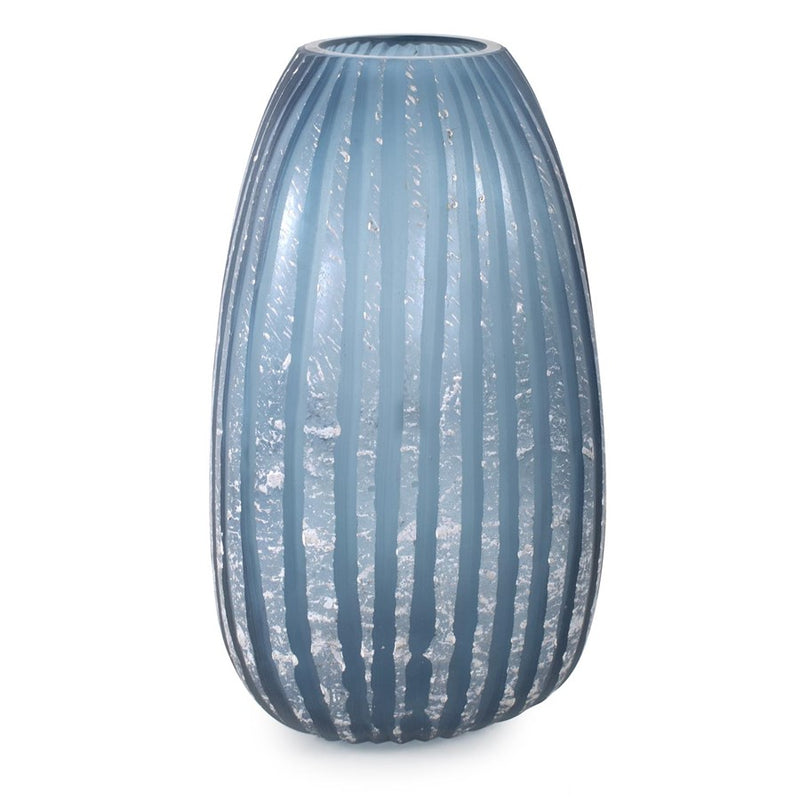 Howard Elliott Yale Blue Asymmetrical Glass Vase/Medium, Blue/Silver