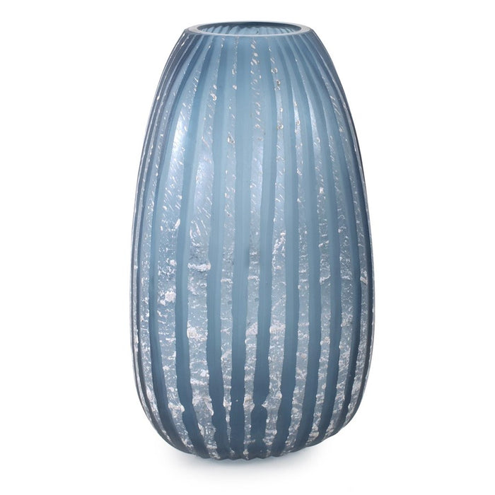 Howard Elliott Yale Blue Asymmetrical Glass Vase/Medium, Blue/Silver