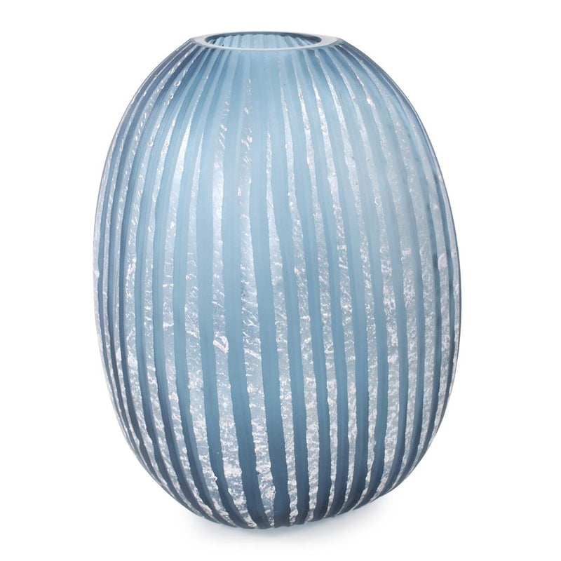 Howard Elliott Yale Blue Asymmetrical Glass Vase/Medium, Blue/Silver