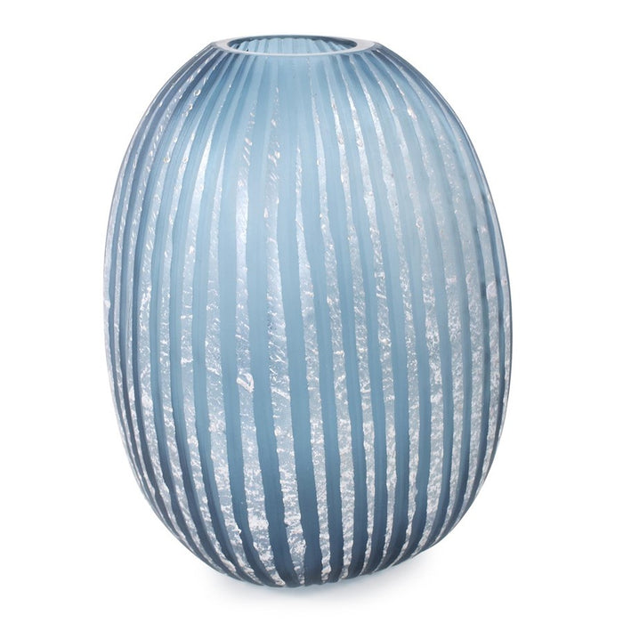 Howard Elliott Yale Blue Asymmetrical Glass Vase/Medium, Blue/Silver