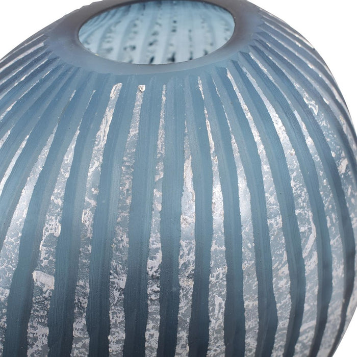 Howard Elliott Yale Blue Asymmetrical Glass Vase/Medium, Blue/Silver