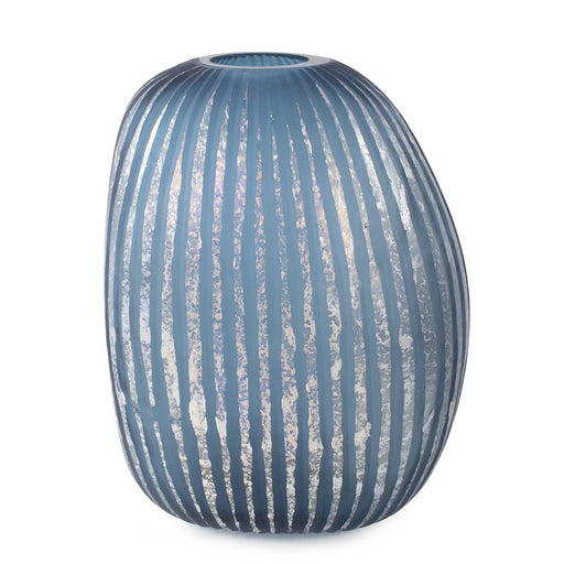 Howard Elliott Yale Blue Asymmetrical Glass Vase/Large, Blue/Silver - 44078