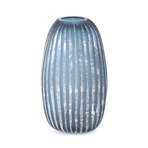 Howard Elliott Yale Blue Asymmetrical Glass Vase/Large, Blue/Silver