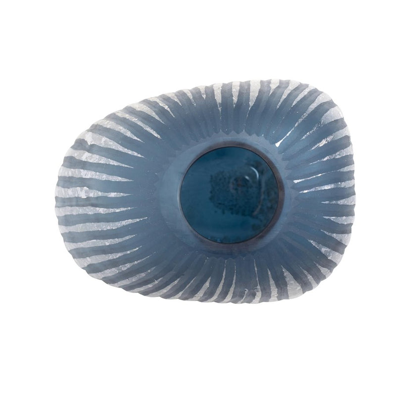 Howard Elliott Yale Blue Asymmetrical Glass Vase/Large, Blue/Silver