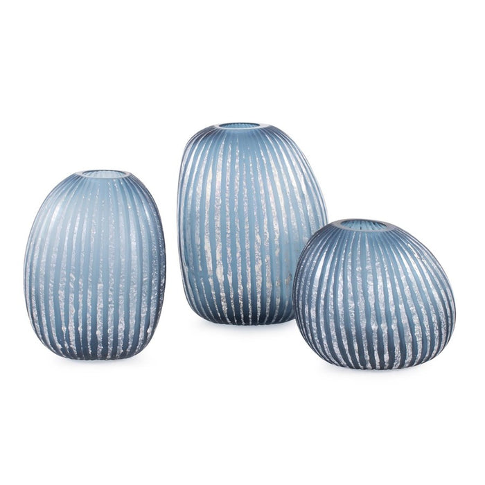 Howard Elliott Yale Blue Asymmetrical Glass Vase/Large, Blue/Silver