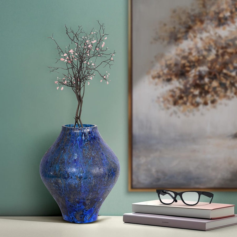 Howard Elliott Zynsky Art Glass, Deep Azure Blue/Short, Azure Blue