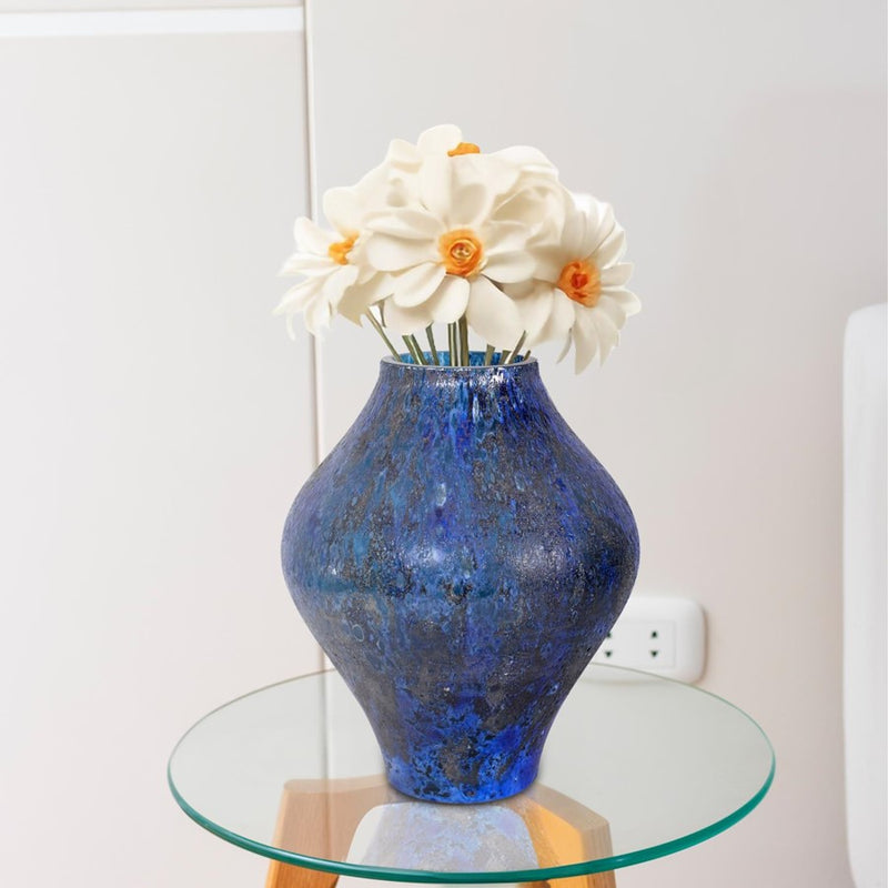 Howard Elliott Zynsky Art Glass, Deep Azure Blue/Short, Azure Blue