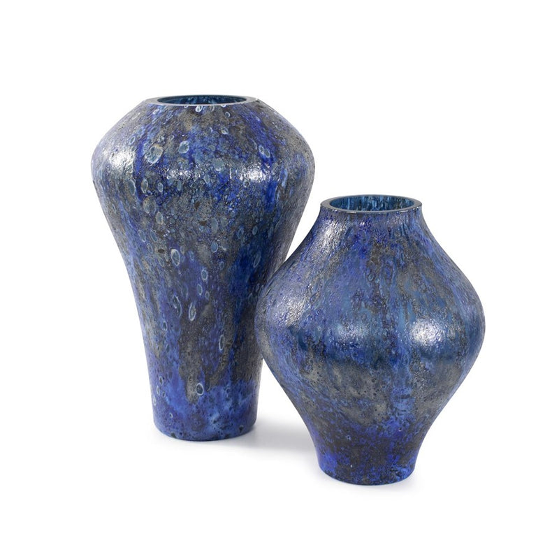 Howard Elliott Zynsky Art Glass, Deep Azure Blue/Tall, Azure Blue